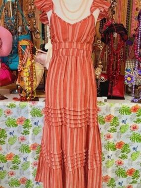 Max + Ash Bohemian Tiered Ruffle-Shoulder Maxi Dress